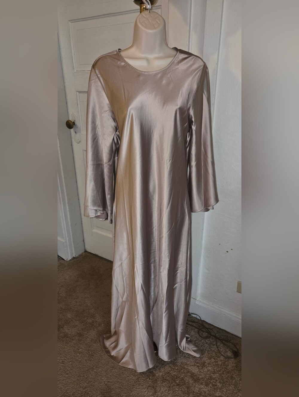 Blank NYC Champagne Satin Long Sleeve Maxi Dress